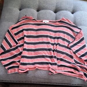 Umgee Pink and Black Striped Crop Top